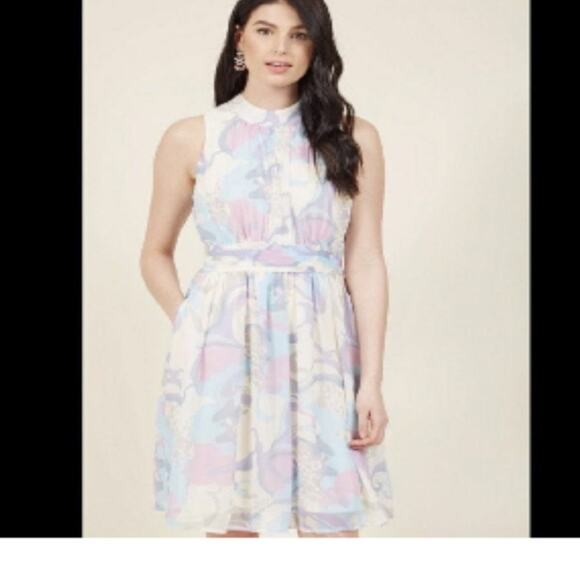 ModCloth Windy City Pastel Print Sleeveless Dress, EUC, Size XXS, MSRP $125 - Picture 1 of 12